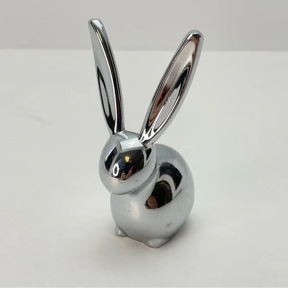 Bunny Chrome Rabbit Ring Holder Paperweight - Picture 7 of 11